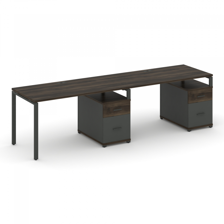 Concept Рабочая станция 2 места с 2 опорными тумбами CN.ORS-315 A Дуб Мали/Антрацит/Металл Антрацит