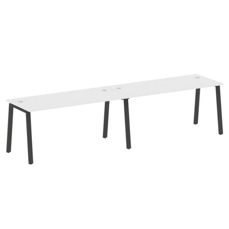 Metal System Рабочая станция на 2 места на А-образном м/к БА.СМ-2.4 Белый/Металл Антрацит 3200*720*7