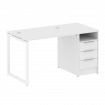 Metal System Quattro Рабочая станция с тумбой на О-образном м/к 40БО.РС-СТП-1.1 Белый/Металл Белый 1