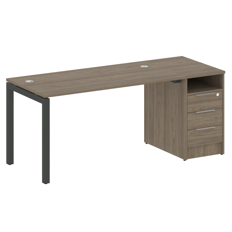 Metal System Quattro Рабочая станция с тумбой на П-образном м/к 50БП.РС-СТП-1.3 Вяз Благородный/Мета