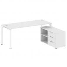 Metal System Рабочая станция с тумбой на П-образном м/к БП.РС-СТС-2.5 (R) Белый/Металл Белый 1900*15