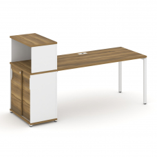 Concept Стол рабочий с опорным шкафом-купе с надставкой низ. CN.SP-240 W Сандал Янтарный/Белый Брилл