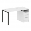 Metal System Рабочая станция с тумбой на П-образном м/к БП.РС-СТП-1.1 Белый/Металл Антрацит 1412*720