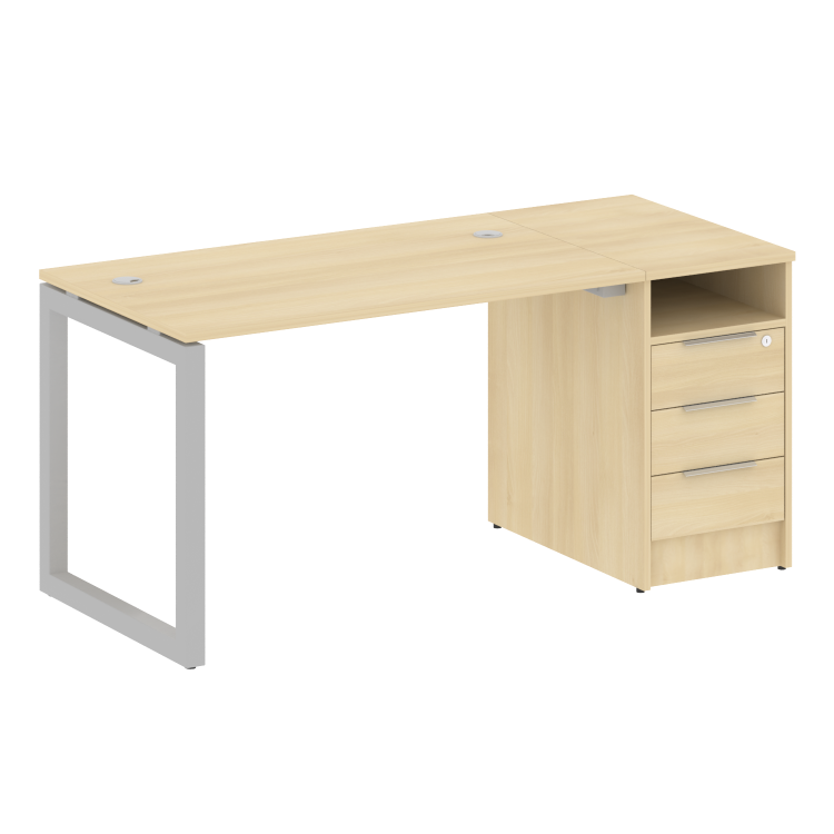 Metal System Quattro Рабочая станция с тумбой на О-образном м/к 50БО.РС-СТП-1.2 Акация Лорка/Металл