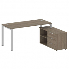 Metal System Рабочая станция с тумбой на П-образном м/к БП.РС-СТС-2.4 (R) Вяз Благородный/Металл Сер