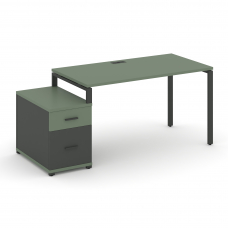 Concept Стол письменный с 1 опорной тумбой CN.SP-305 A Кобо/Антрацит/Металл Антрацит 980/1346*720*75