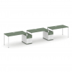 Concept Рабочая станция 3 места с 2 опорными тумбами CN.ORS-326 W Кобо/Белый Бриллиант/Металл Белый