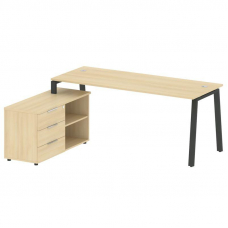 Metal System Рабочая станция с тумбой на А-образном м/к БА.РС-СТС-2.5 (L) Акация Лорка/Металл Антрац