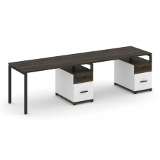 Concept Рабочая станция 2 места с 2 опорными тумбами CN.ORS-315 B Дуб Мали/Белый Бриллиант/Металл Че
