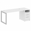 Metal System Quattro Рабочая станция с тумбой на О-образном м/к 50БО.РС-СТП-1.3 Белый/Металл Серый 1