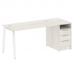 Metal System Рабочая станция с тумбой на А-образном м/к БА.РС-СТП-1.3 Дуб Наварра/Металл Белый 1812*