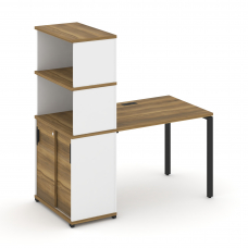 Concept Стол рабочий с опорным шкафом-купе с надставкой выс. CN.SP-241 B Сандал Янтарный/Белый Брилл
