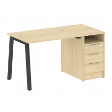 Metal System Рабочая станция с тумбой на А-образном м/к БА.РС-СТП-1.1 Акация Лорка/Металл Антрацит 1