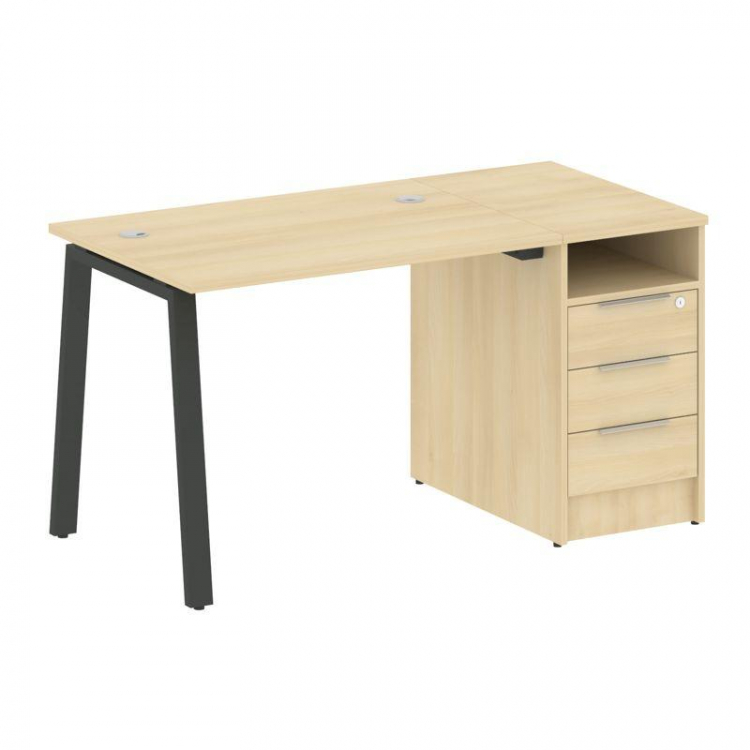 Metal System Рабочая станция с тумбой на А-образном м/к БА.РС-СТП-1.1 Акация Лорка/Металл Антрацит 1