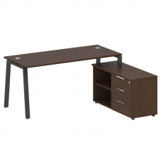 Metal System Рабочая станция с тумбой на А-образном м/к БА.РС-СТС-2.4 (R) Венге Цаво/Металл Антрацит