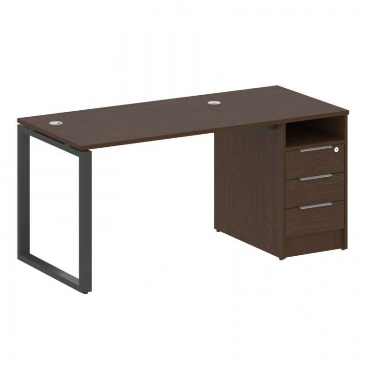 Metal System Рабочая станция с тумбой на О-образном м/к БО.РС-СТП-1.2 Венге Цаво/Металл Антрацит 161