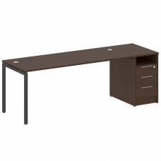 Metal System Quattro Рабочая станция с тумбой на П-образном м/к 40БП.РС-СТП-1.5 Венге Цаво/Металл Ан