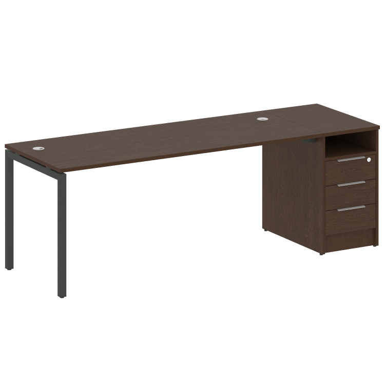 Metal System Quattro Рабочая станция с тумбой на П-образном м/к 40БП.РС-СТП-1.5 Венге Цаво/Металл Ан