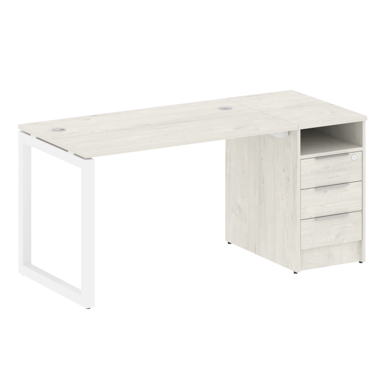 Metal System Quattro Рабочая станция с тумбой на О-образном м/к 50БО.РС-СТП-1.2 Дуб Наварра/Металл Б