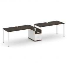 Concept Рабочая станция 2 места с 1 опорной тумбой CN.ORS-308 W Дуб Мали/Белый Бриллиант/Металл Белы