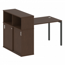 Metal System Quattro Стол письменный с шкафом-купе на П-образном м/к 40БП.РС-СШК-3.2 Т Венге Цаво/Ме