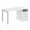 Metal System Quattro Рабочая станция с тумбой на П-образном м/к 50БП.РС-СТП-1.1 Белый/Металл Серый 1