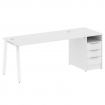 Metal System Рабочая станция с тумбой на А-образном м/к БА.РС-СТП-1.4 Белый/Металл Белый 2012*720*75