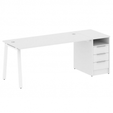 Metal System Рабочая станция с тумбой на А-образном м/к БА.РС-СТП-1.4 Белый/Металл Белый 2012*720*75