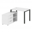 Metal System Рабочая станция с тумбой на П-образном м/к БП.РС-СТС-2.1 (L) Белый/Металл Антрацит 1100