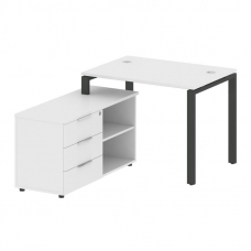 Metal System Рабочая станция с тумбой на П-образном м/к БП.РС-СТС-2.1 (L) Белый/Металл Антрацит 1100