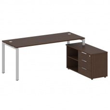 Metal System Рабочая станция с тумбой на П-образном м/к БП.РС-СТС-2.5 (R) Венге Цаво/Металл Серый 19