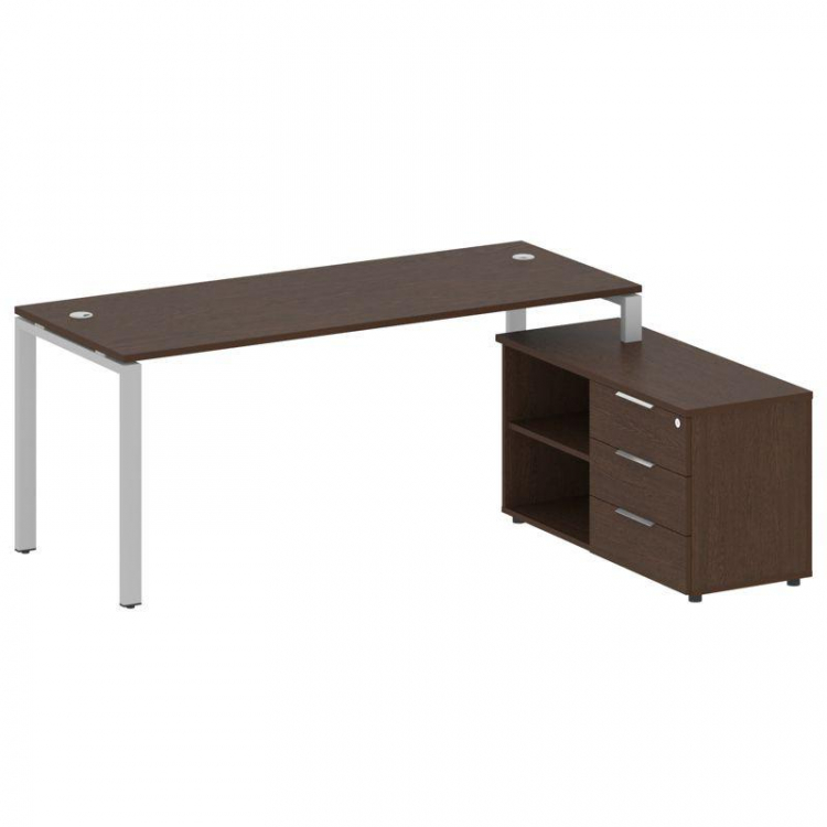 Metal System Рабочая станция с тумбой на П-образном м/к БП.РС-СТС-2.5 (R) Венге Цаво/Металл Серый 19