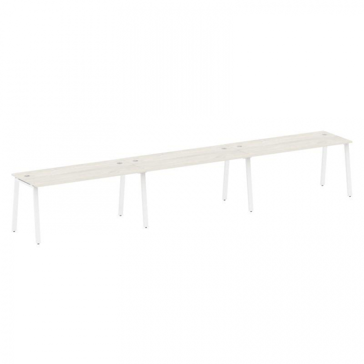 Metal System Рабочая станция на 3 места на А-образном м/к БА.СМ-3.4 Дуб Наварра/Металл Белый 4800*72