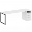 Metal System Quattro Рабочая станция с тумбой на О-образном м/к 40БО.РС-СТП-1.5 Белый/Металл Антраци