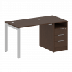 Metal System Quattro Рабочая станция с тумбой на П-образном м/к 50БП.РС-СТП-1.1 Венге Цаво/Металл Се