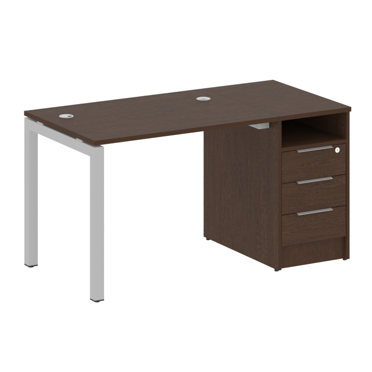 Metal System Quattro Рабочая станция с тумбой на П-образном м/к 50БП.РС-СТП-1.1 Венге Цаво/Металл Се