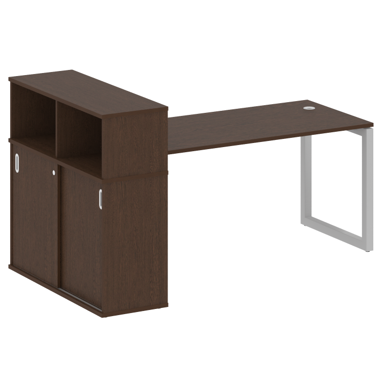 Metal System Quattro Стол письменный с шкафом-купе на О-образном м/к 50БО.РС-СШК-3.4 Т Венге Цаво/Ме