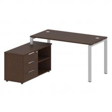 Metal System Рабочая станция с тумбой на П-образном м/к БП.РС-СТС-2.3 (L) Венге Цаво/Металл Серый 15