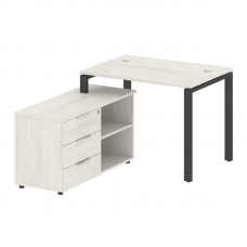 Metal System Рабочая станция с тумбой на П-образном м/к БП.РС-СТС-2.1 (L) Дуб Наварра/Металл Антраци