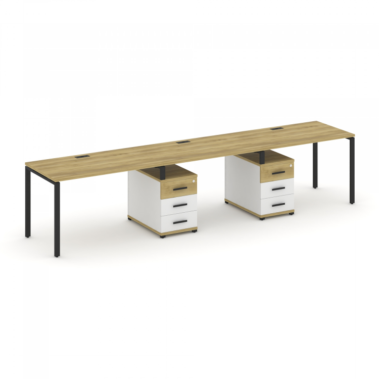 Concept Рабочая станция 3 места с 2 опорными тумбами CN.ORS-334 B Дуб Винченцо/Белый Бриллиант/Метал