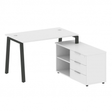 Metal System Рабочая станция с тумбой на А-образном м/к БА.РС-СТС-2.2 (R) Белый/Металл Антрацит 1300