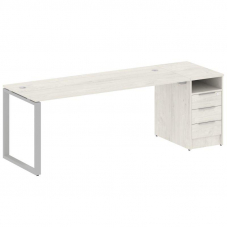 Metal System Рабочая станция с тумбой на О-образном м/к БО.РС-СТП-1.5 Дуб Наварра/Металл Серый 2212*