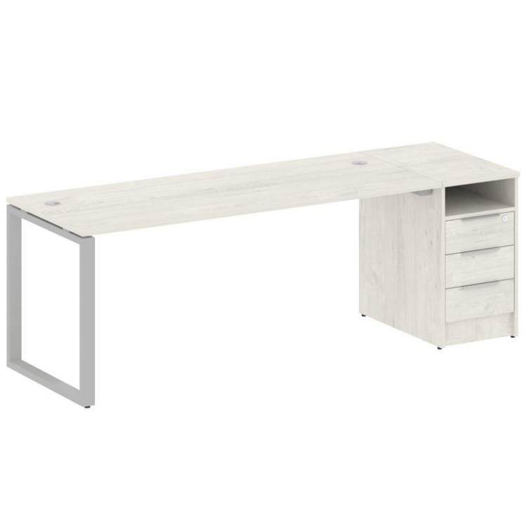 Metal System Рабочая станция с тумбой на О-образном м/к БО.РС-СТП-1.5 Дуб Наварра/Металл Серый 2212*