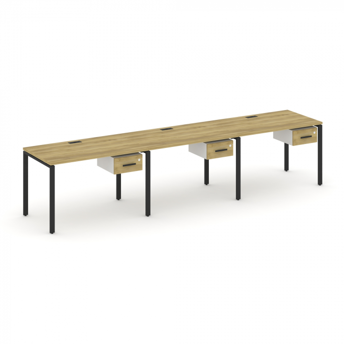 Concept Рабочая станция односторонняя с подвес. тумбами 3 места CN.ORS-130 B Дуб Винченцо/Белый Брил