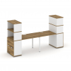Concept Рабочая станция с опорными распаш. шкафами с надставкой выс. CN.ORS-229 W Сандал Янтарный/Бе
