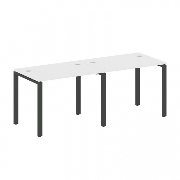 Metal System Рабочая станция на 2 места на П-образном м/к БП.СМ-2.1 Белый/Металл Антрацит 2000*720*7