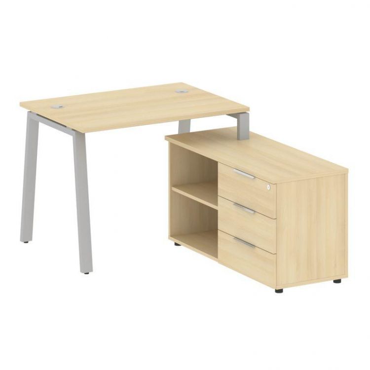 Metal System Рабочая станция с тумбой на А-образном м/к БА.РС-СТС-2.1 (R) Акация Лорка/Металл Серый