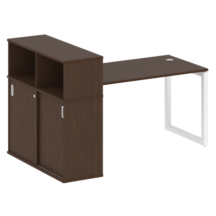 Metal System Quattro Стол письменный с шкафом-купе на О-образном м/к 50БО.РС-СШК-3.3 Т Венге Цаво/Ме