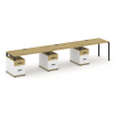 Concept Рабочая станция 3 места с 3 опорными тумбами CN.ORS-347 B Дуб Винченцо/Белый Бриллиант/Метал