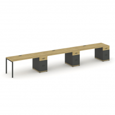 Concept Рабочая станция 3 места с 3 опорными тумбами CN.ORS-446 A Дуб Винченцо/Антрацит/Металл Антра